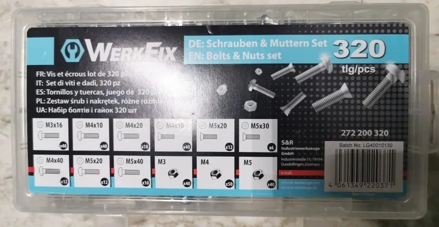 S&R WERKFIX kit viti e dadi 320 pezzi M3-M5
