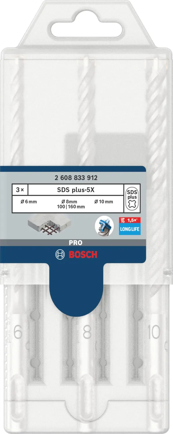 Bosch Expert PRO SDS plus-5X punte martello 6/8/10 mm set 3 pezzi