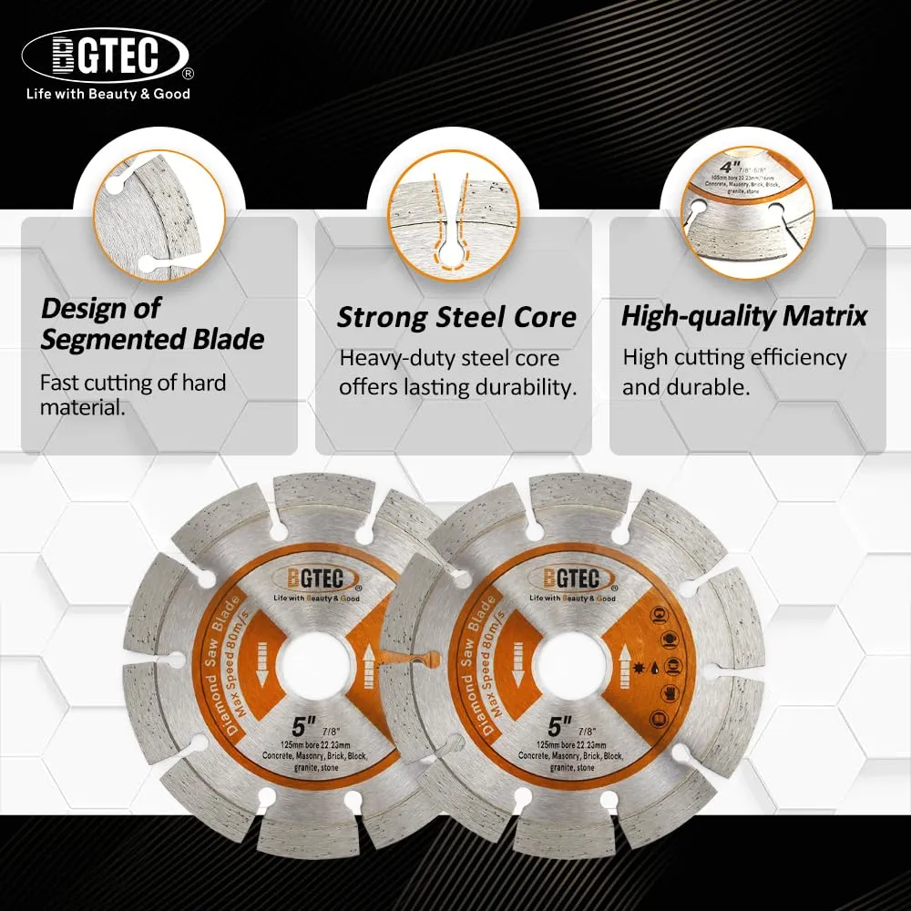 BGTEC lame diamantate 115 mm 2 pezzi generico secco/umido