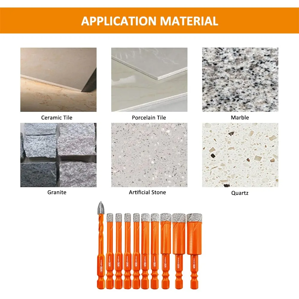 BGTEC Set7 punte diamantate 10 mm 5 pezzi a secco