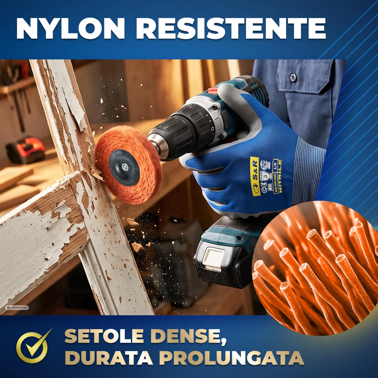S&R Spazzola Nylon Aggressivo Trapano 100 mm 1-4