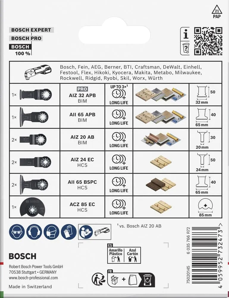 Bosch Expert Wood and Soft Metal lame multiutensile 9 pz legno