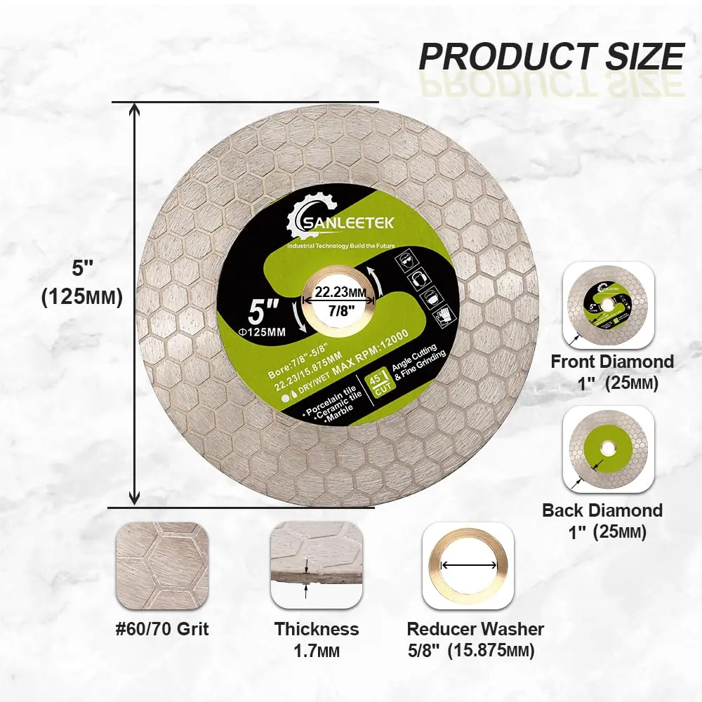 SANLEETEK Disco Diamantato 125mm per Gres Porcellanato