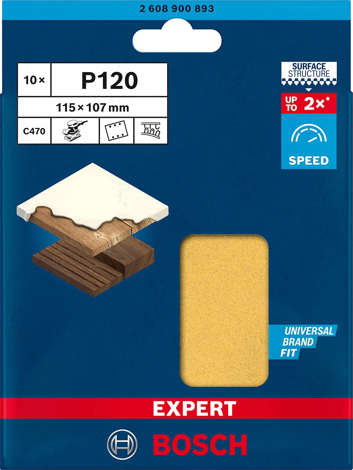 Bosch Expert C470 carta abrasiva G120 10 pezzi 6 fori