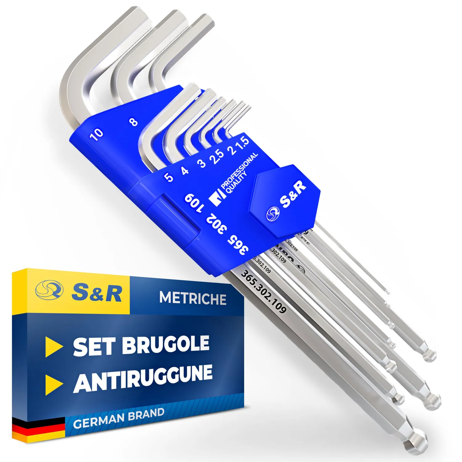 S&R Set Chiavi a Brugola 9 pezzi 1.5-10 mm Sferiche