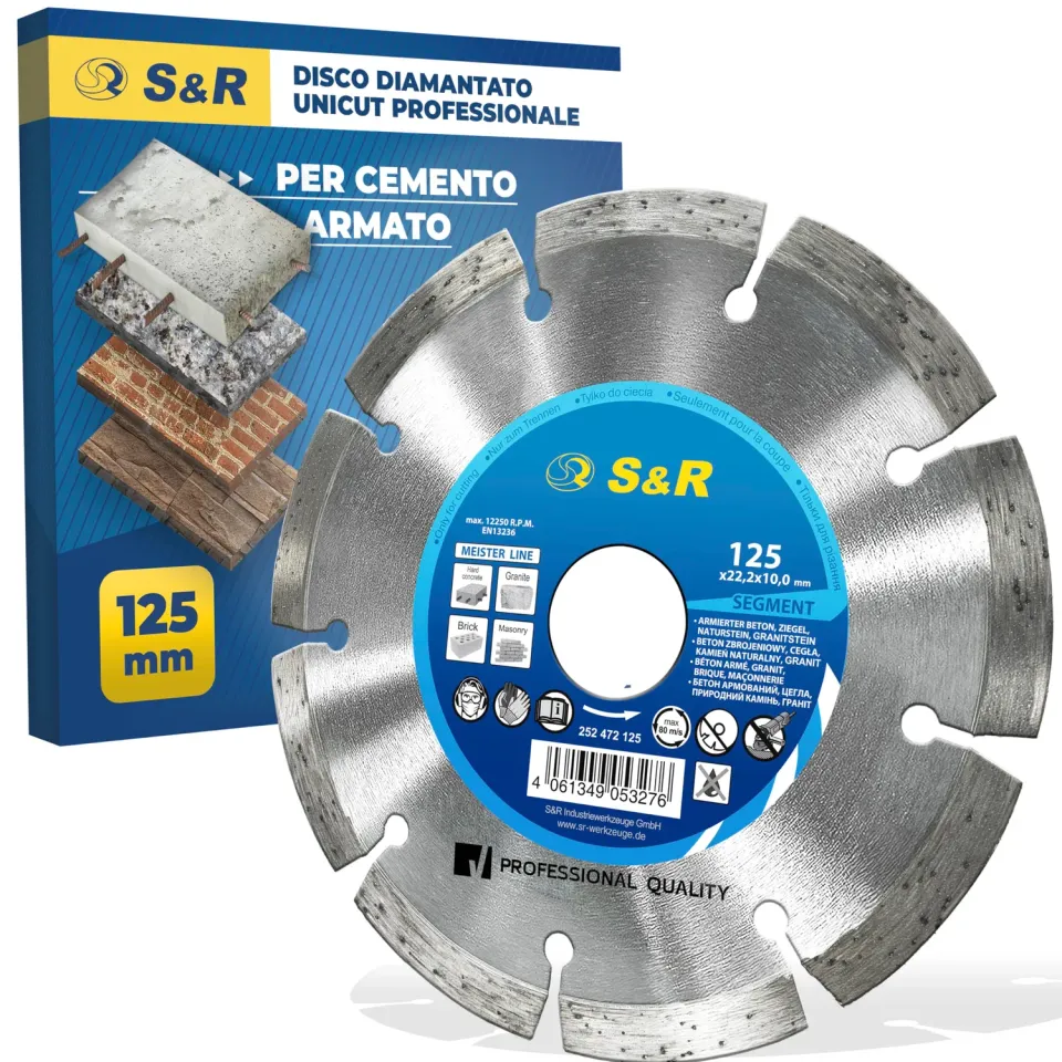 S&R Premium disco diamantato 125 mm per cemento e granito
