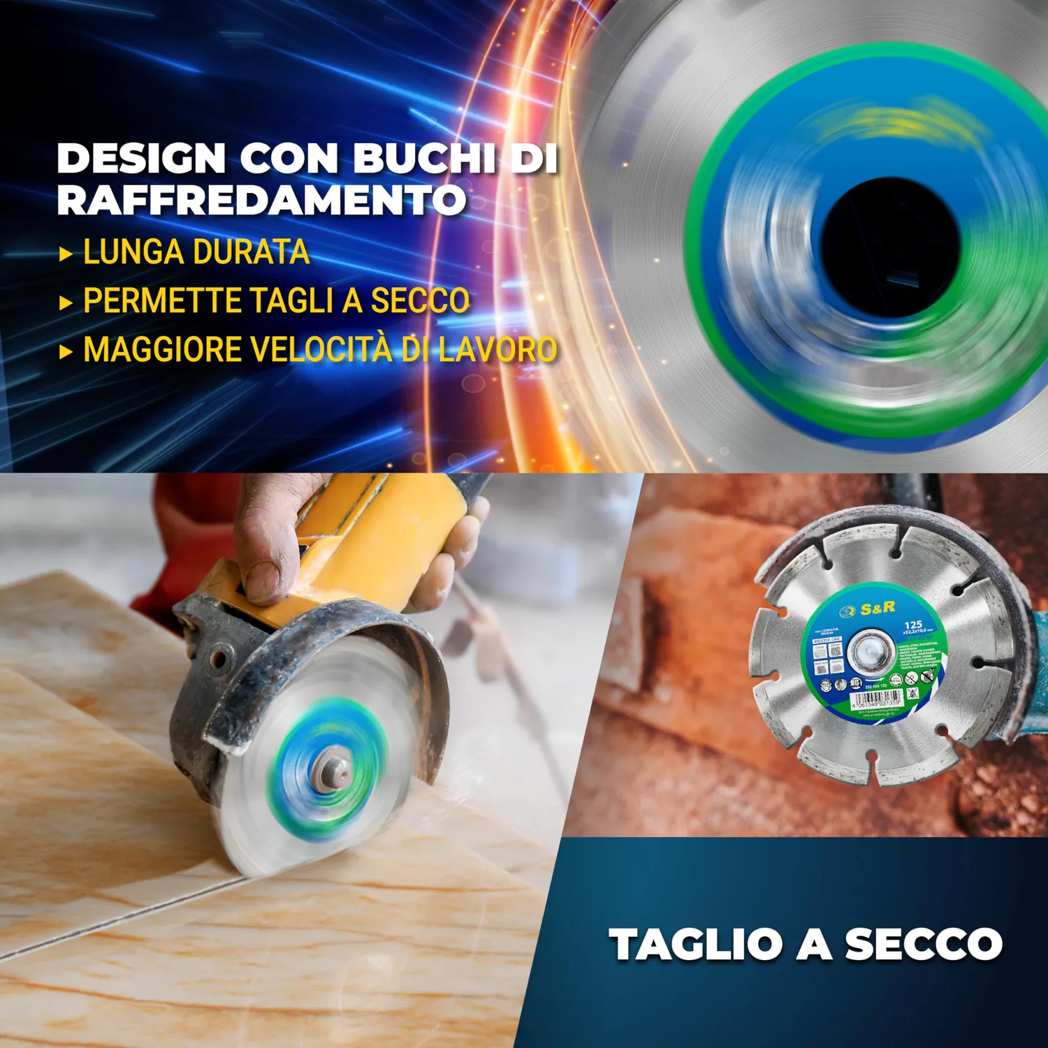 S&R disco diamantato 125 mm segmentato per cemento pietra