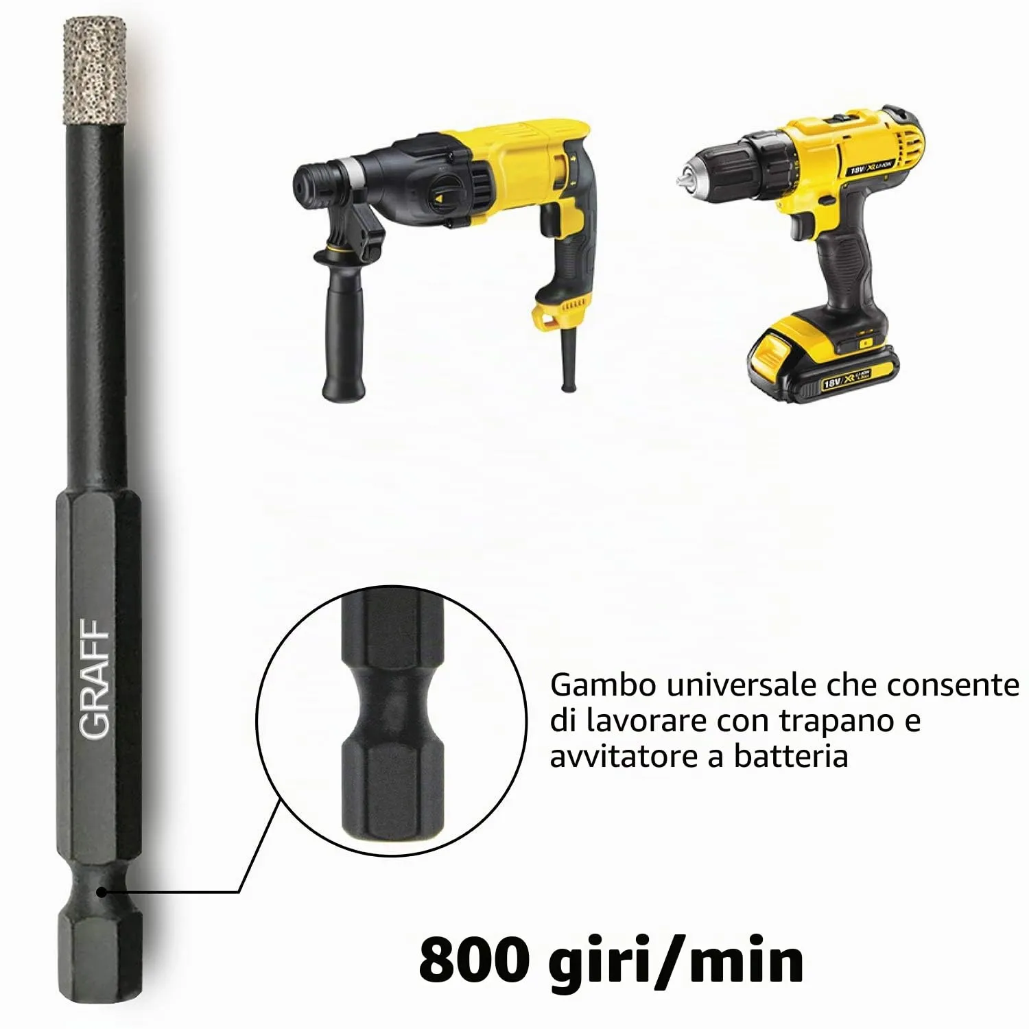 Graff punte diamantate gres 6-8-10 mm esagonali 3 pezzi