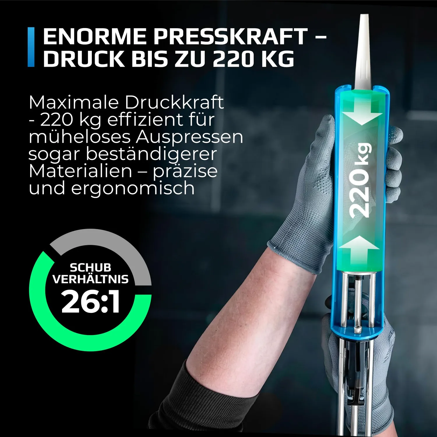 Graff pistola silicone 310 ml metallo tripla spinta