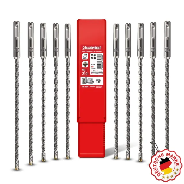 Schwabenbach Set 10 Punte SDS Plus 6x210 mm calcestruzzo