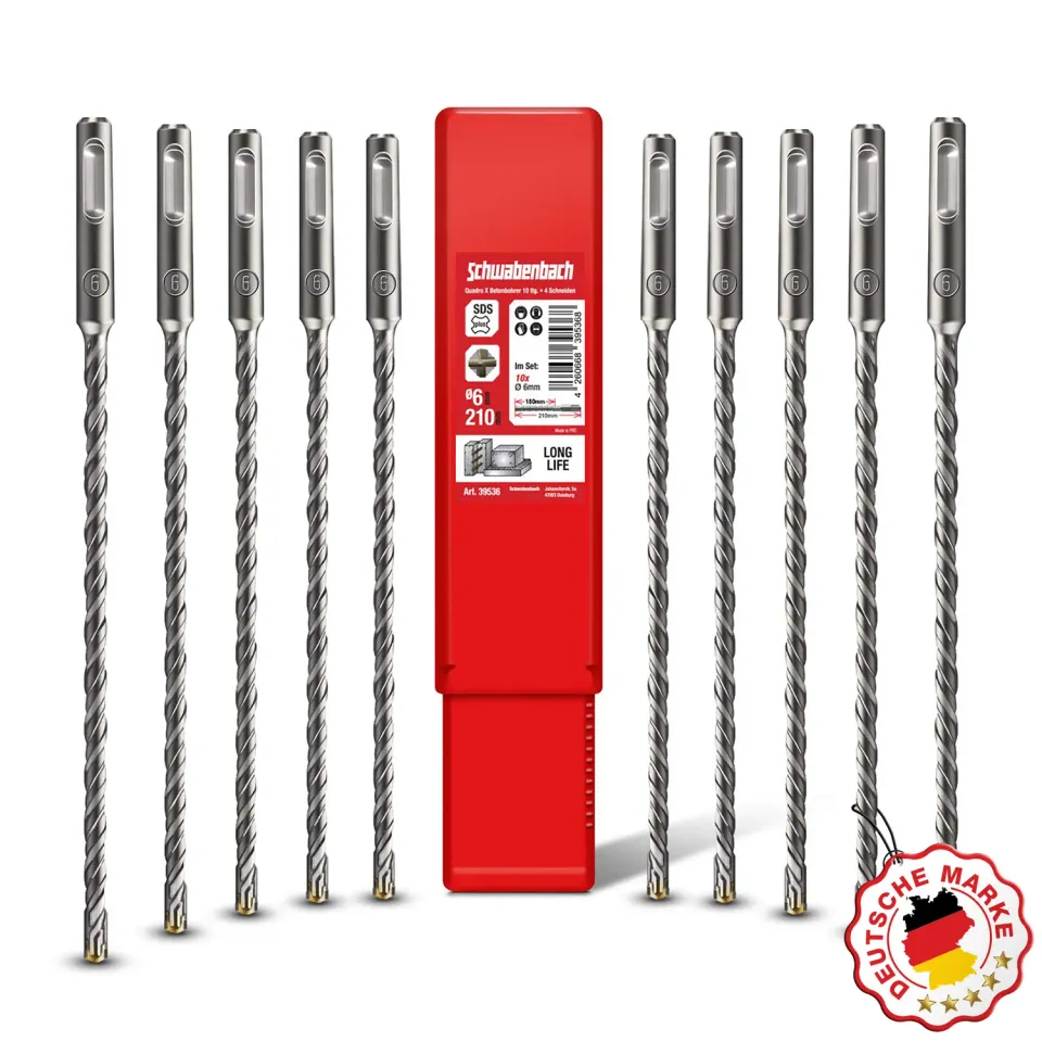 Schwabenbach Set 10 Punte SDS Plus 6x210 mm calcestruzzo