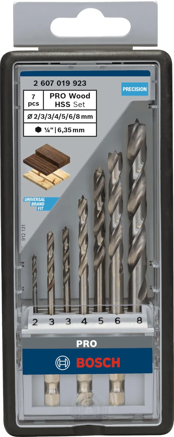 Bosch PRO Wood set punte legno 2-8 mm 7 pezzi