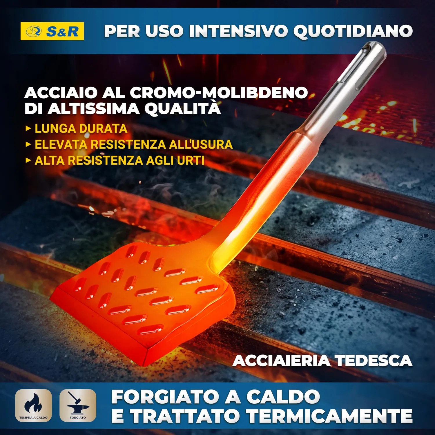 S&R scalpello SDS-Plus piastrelle 165x75 mm angolato