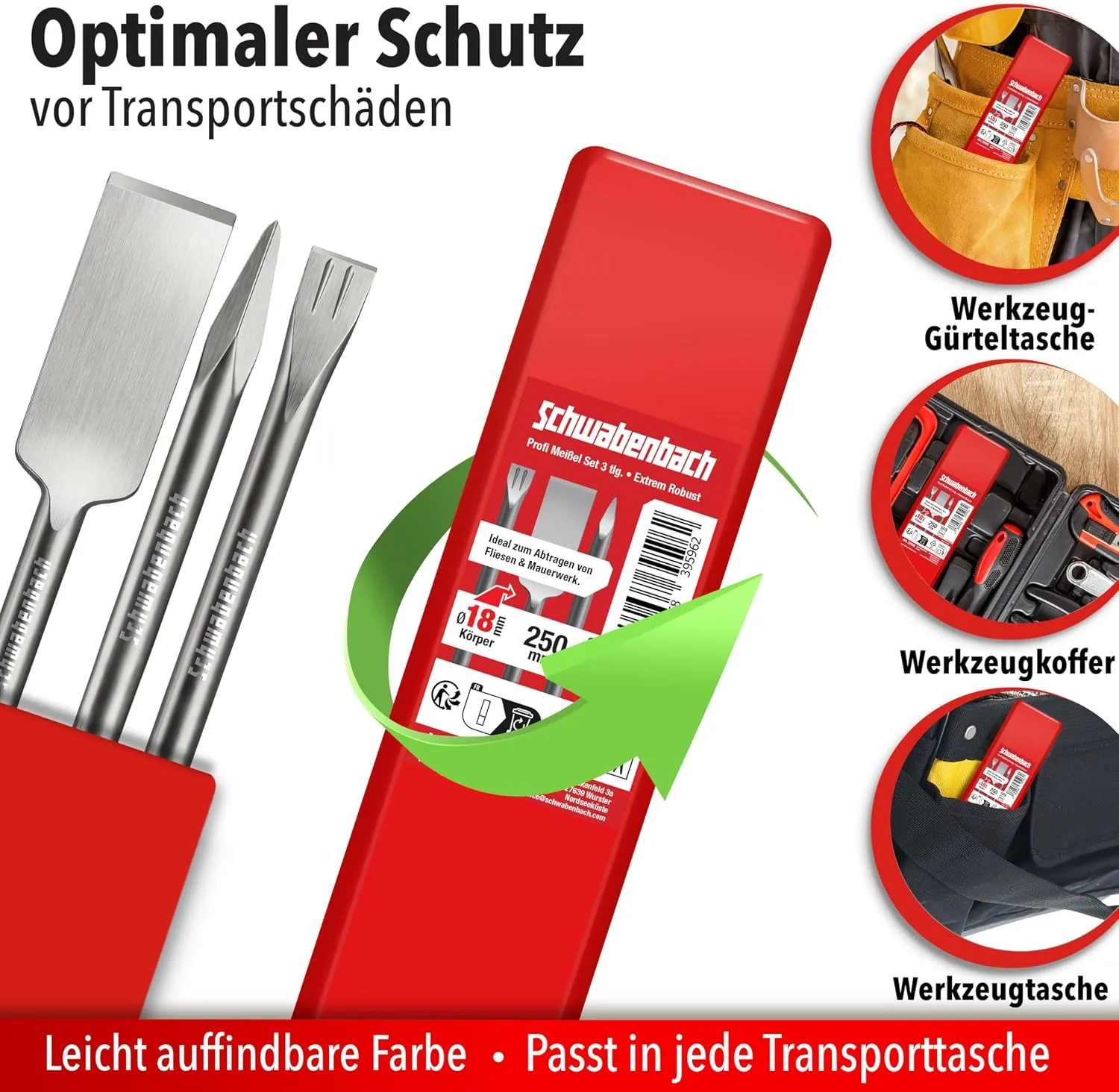 Schwabenbach Set Scalpelli SDS Plus 250 mm 3 pezzi piastrelle