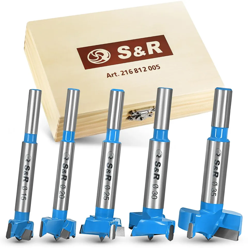 S&R Forstner Set 5 Punte Legno 15-35 mm scatola legno