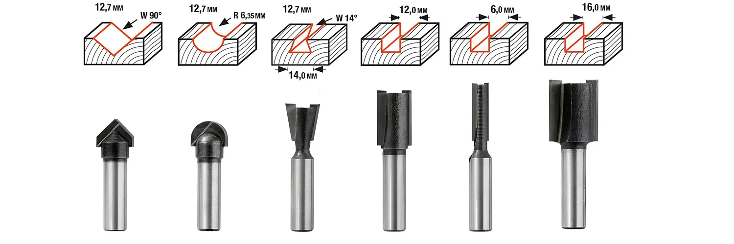 KWB set 12 frese fresatrice legno 8 mm metallo duro