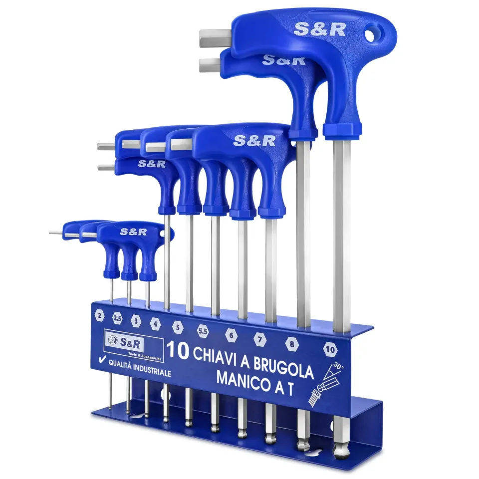 S&R Set 10 Chiavi Brugola a T 2-10 mm Acciaio S2