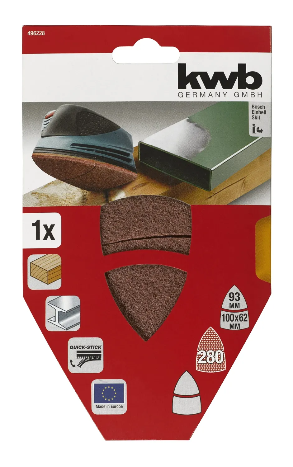 KWB 4962-28 Feltro abrasivo 100 mm per metallo e legno