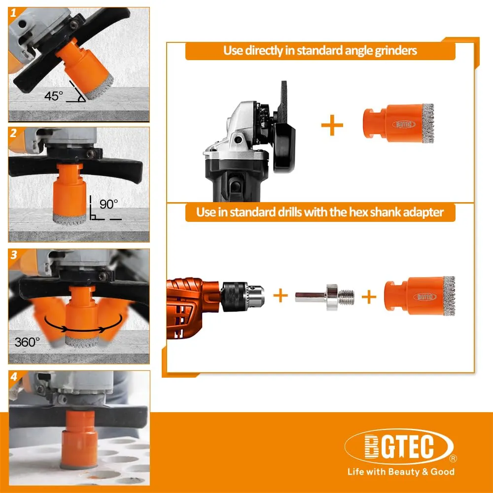 BGTEC kit frese diamantate M14 10 pezzi gres piastrelle