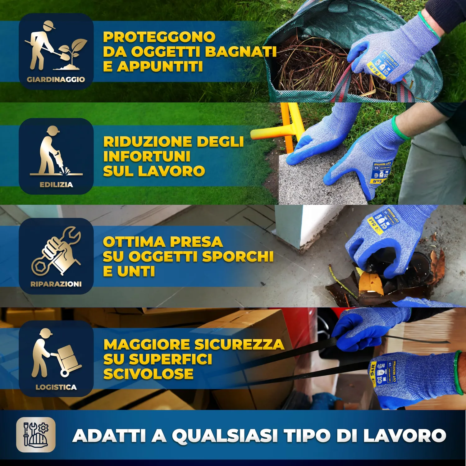 S&R guanti antitaglio taglia 9 tungsteno e nitrile 1 paio