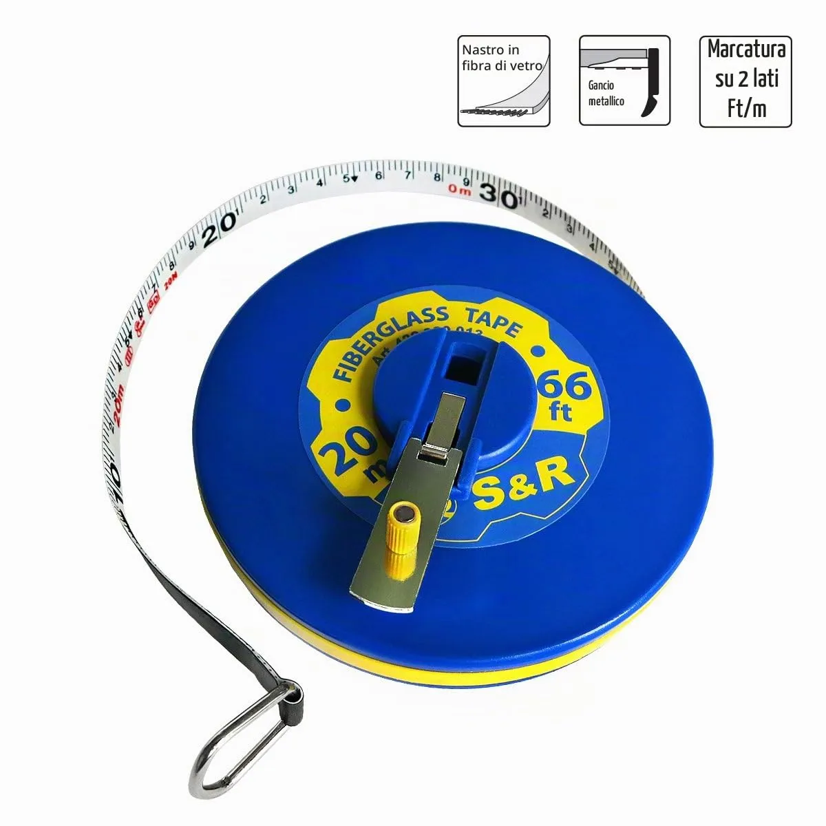 S&R Rotella Metrica 20 M Nastro Fibra Vetro mm/pollici