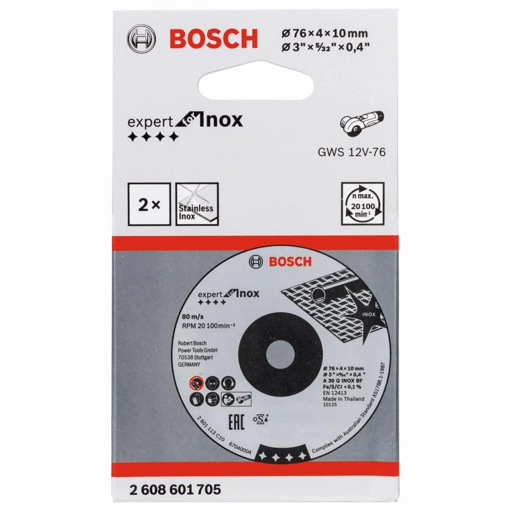 Bosch Expert 76x4x10 mm Mola Sbavo Inox 2 Pezzi