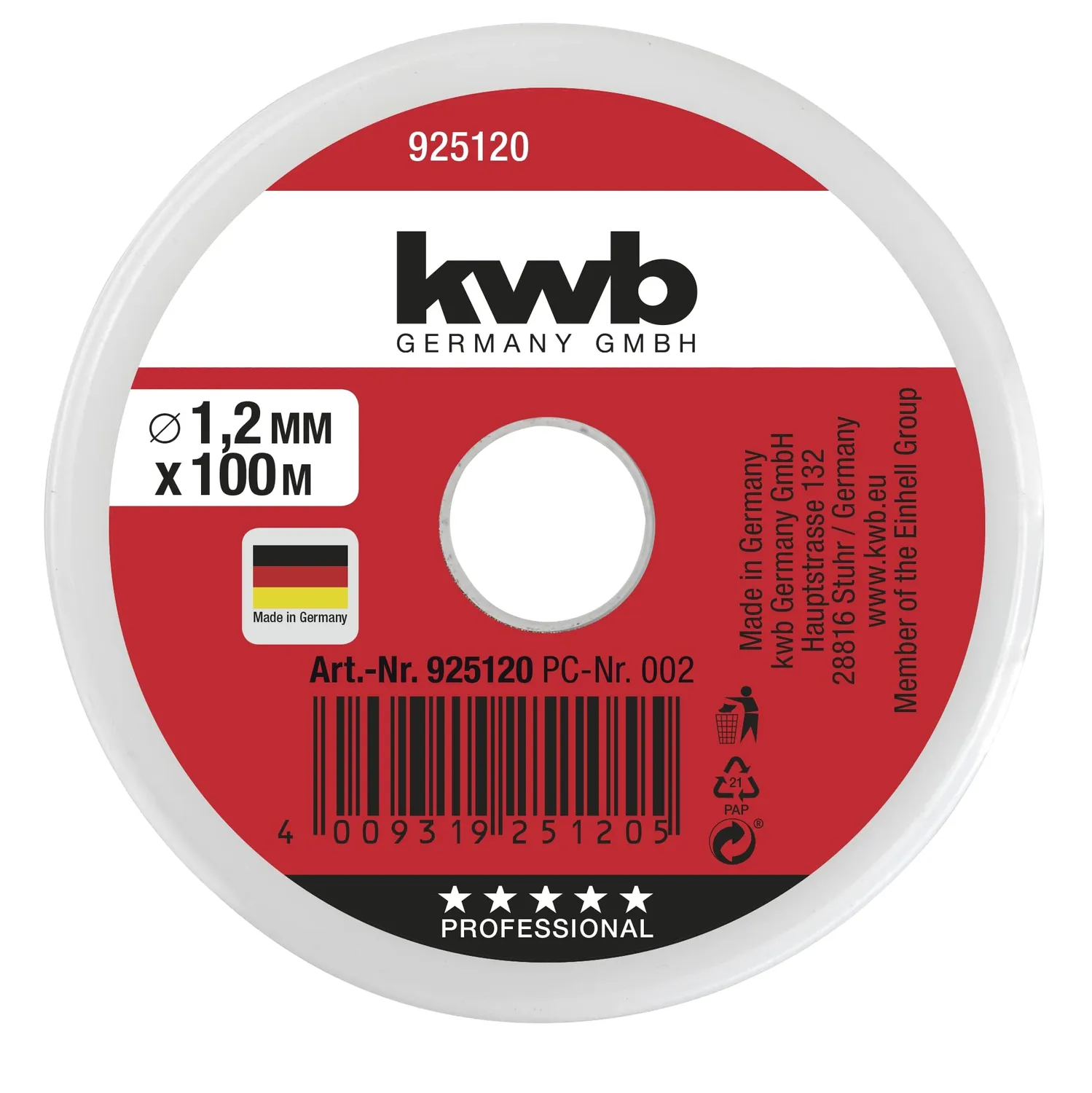 KWB filo da muratore 100 m x 1,2 mm rosso nylon
