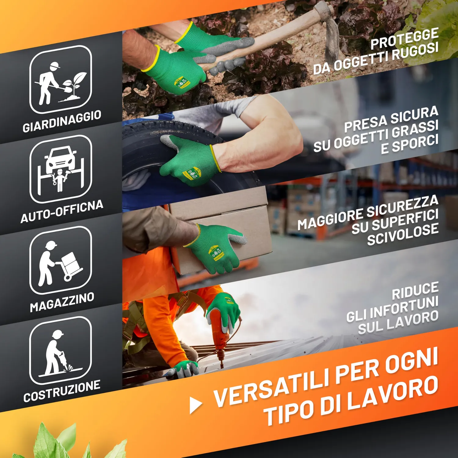 GRÜNTEK Guanti Giardinaggio Lattice 5 Paia M8