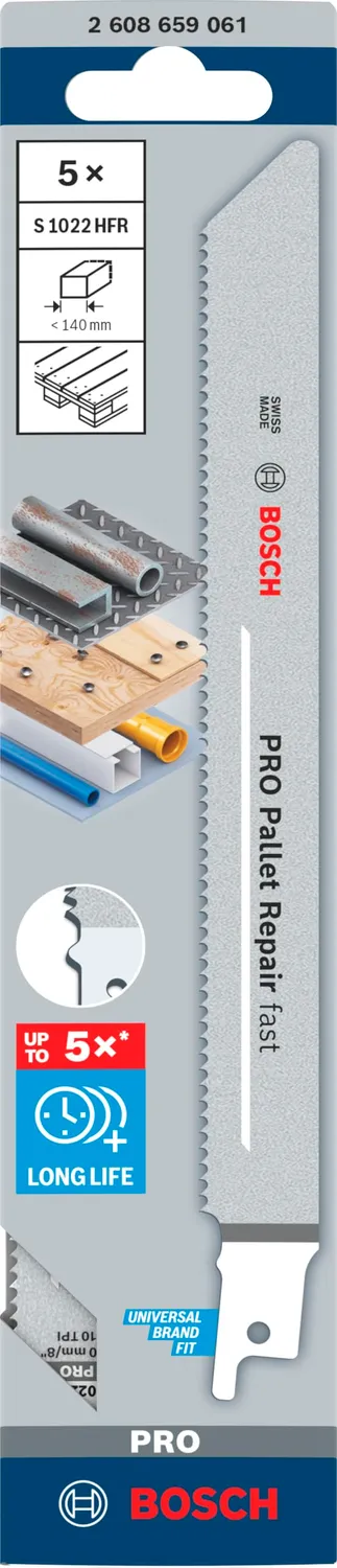 Bosch Expert Pro Pallet S1022HFR lama sciabola 200 mm 5 pezzi