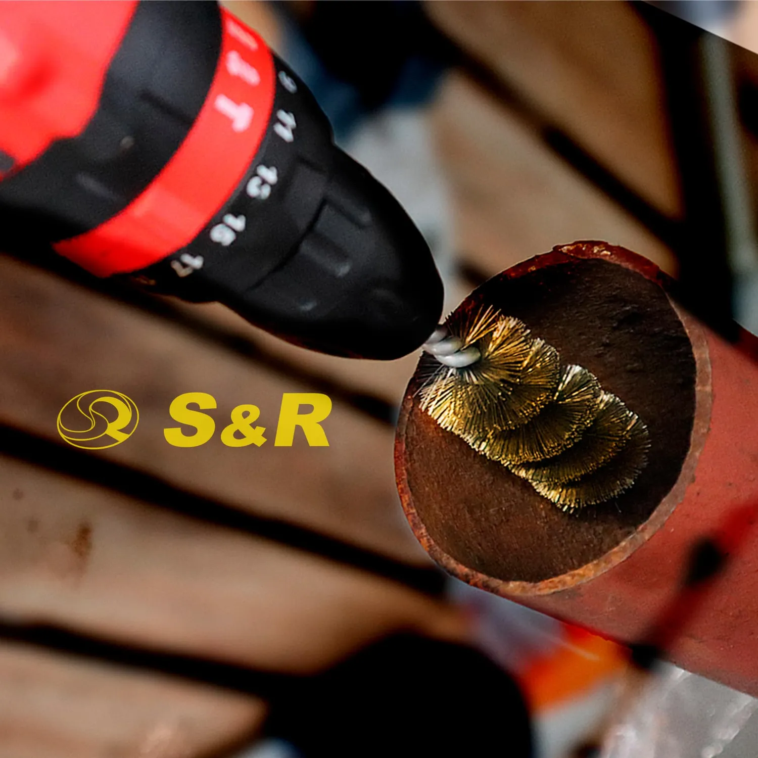 S&R set 7 spazzole metalliche 6 mm per trapano ottonate