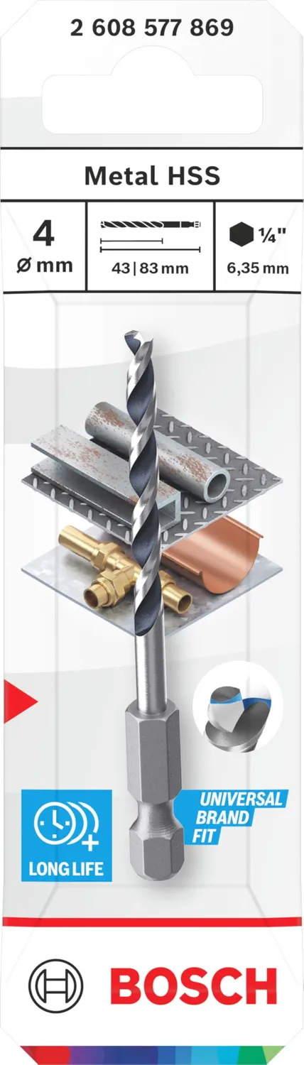 Bosch Expert punta HSS metallo 4 mm attacco esagonale 1/4"