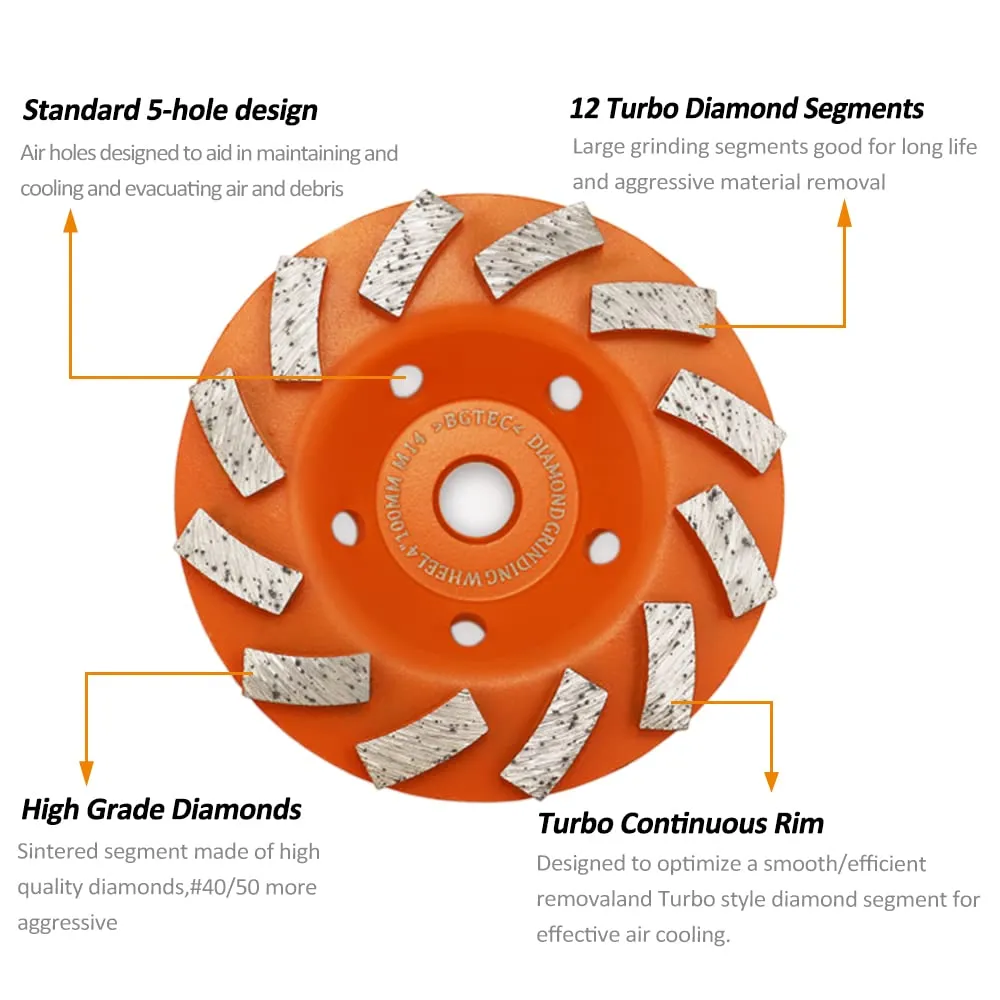 BGTEC Mola Diamantata 100mm M14 per Cemento 2 Pezzi