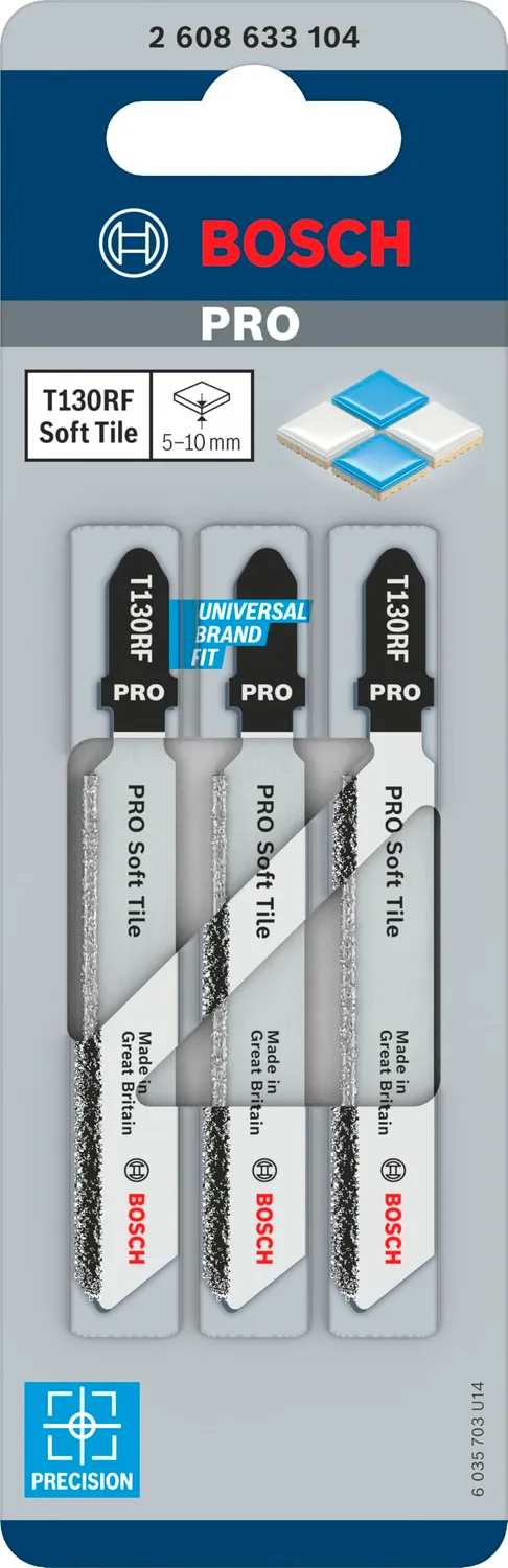 Bosch PRO Soft Tile T130RF lame seghetto alternativo 3 pezzi ceramica