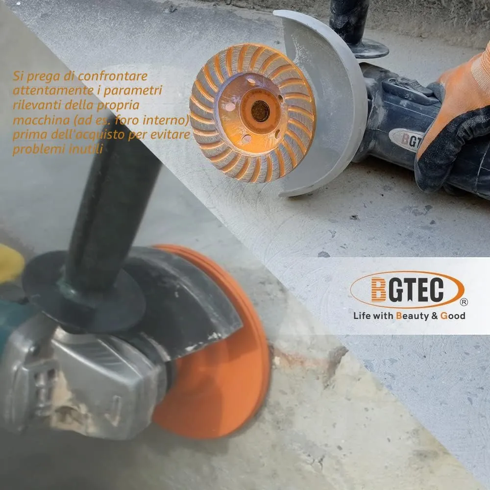BGTEC Turbo mola a tazza diamantata 115 mm per calcestruzzo