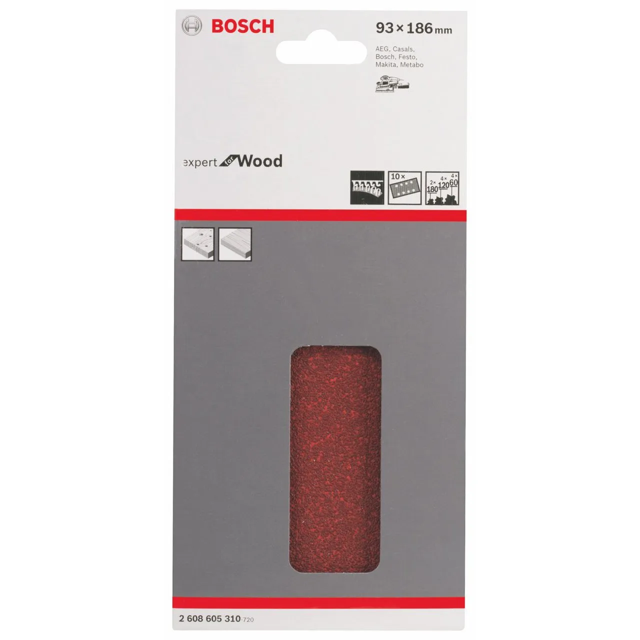Bosch Expert C430 Fogli Abrasivi 93x186 mm 10 pz grana mista