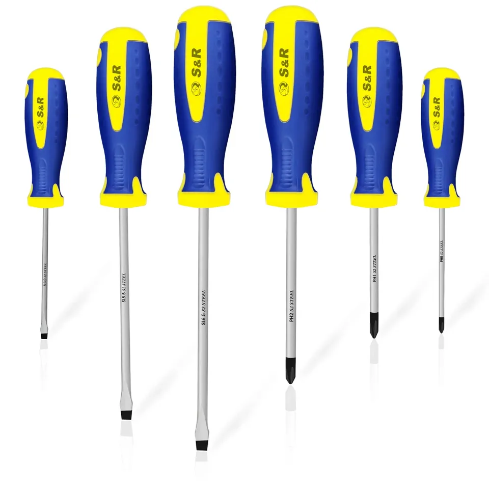 S&R set cacciaviti magnetici professionali 6 pezzi taglio croce