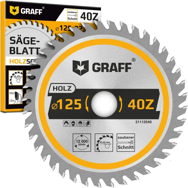 Graff lama circolare legno 125mm 40 denti foro 22,23mm smerigliatrice