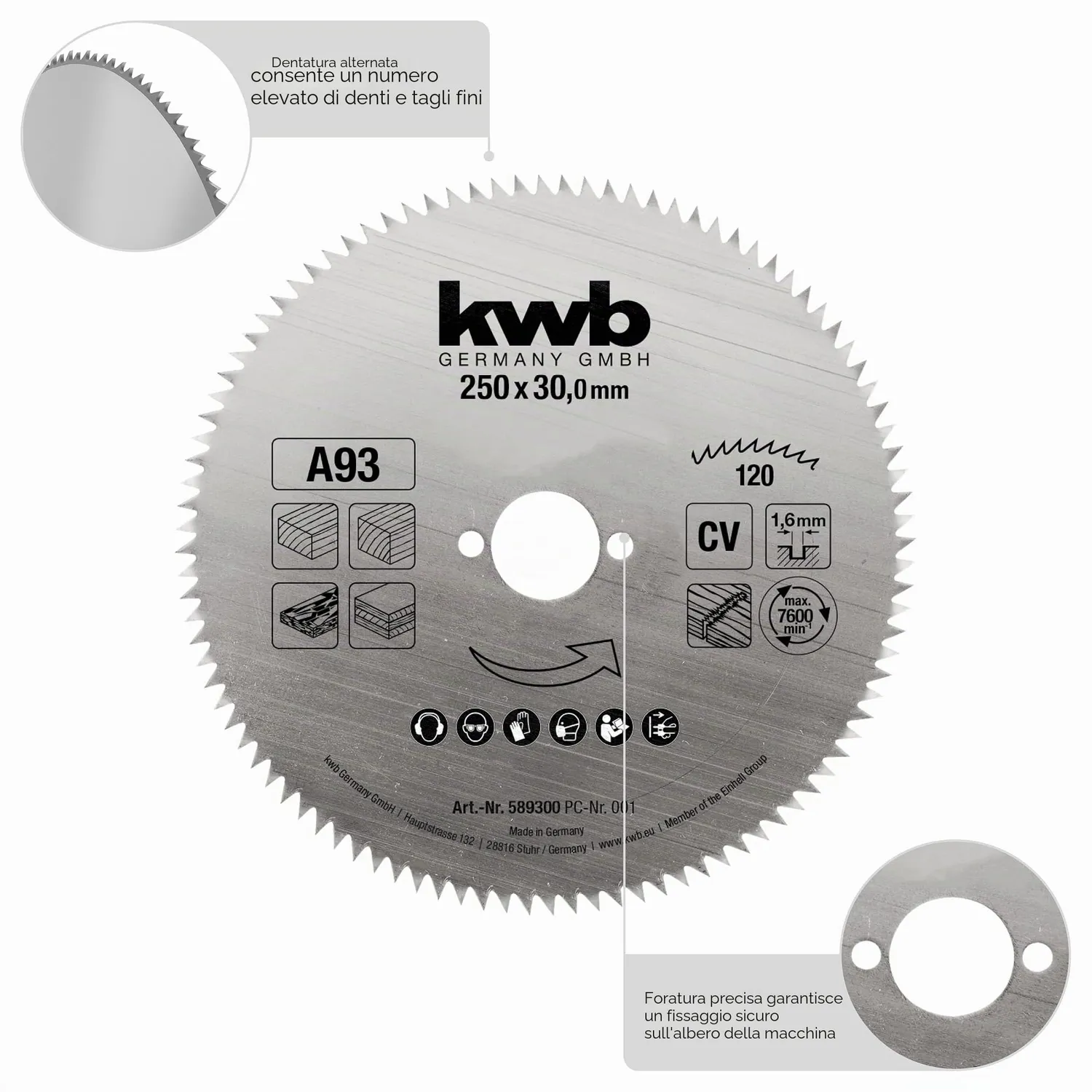 KWB Lama Sega Circolare 200x16 mm 72 Denti Taglio Fine