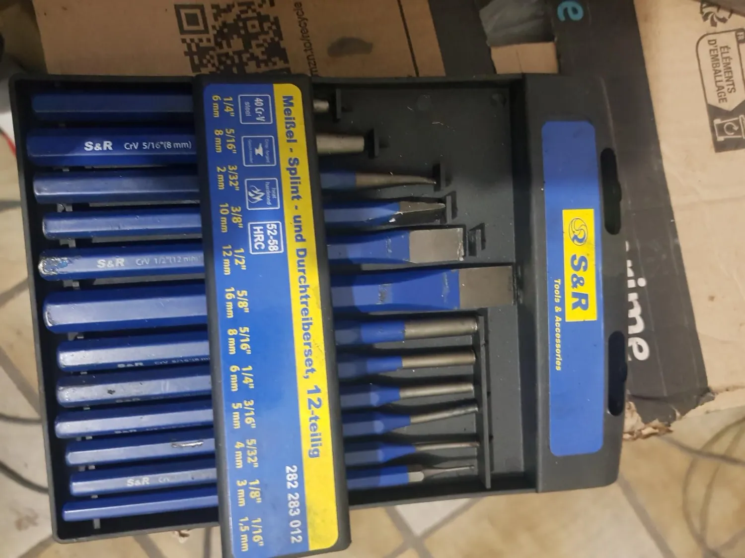 S&R Set 12pz scalpelli cacciaspine acciaio CR-V