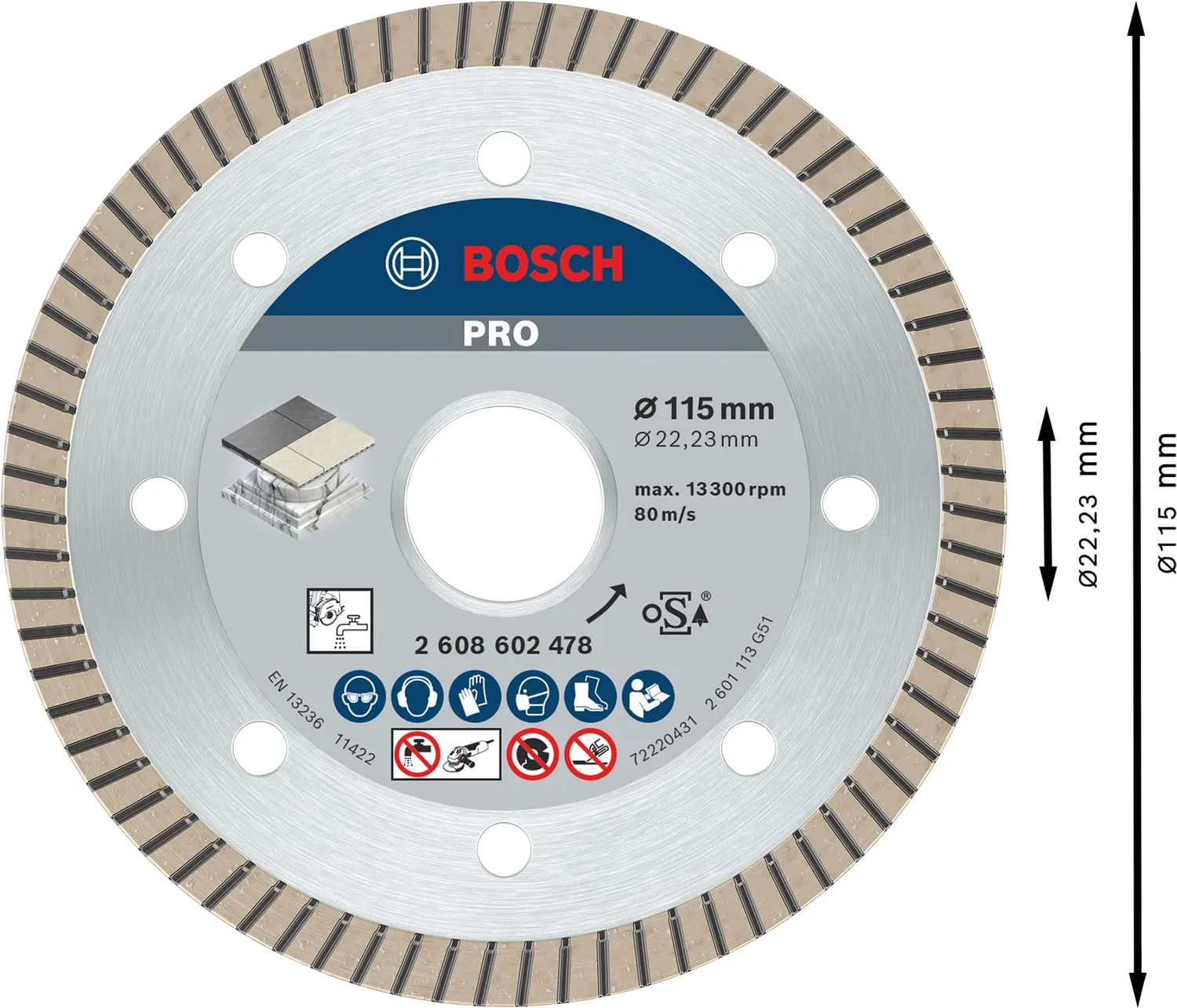 Bosch PRO Ceramic disco diamantato 115 mm per ceramica