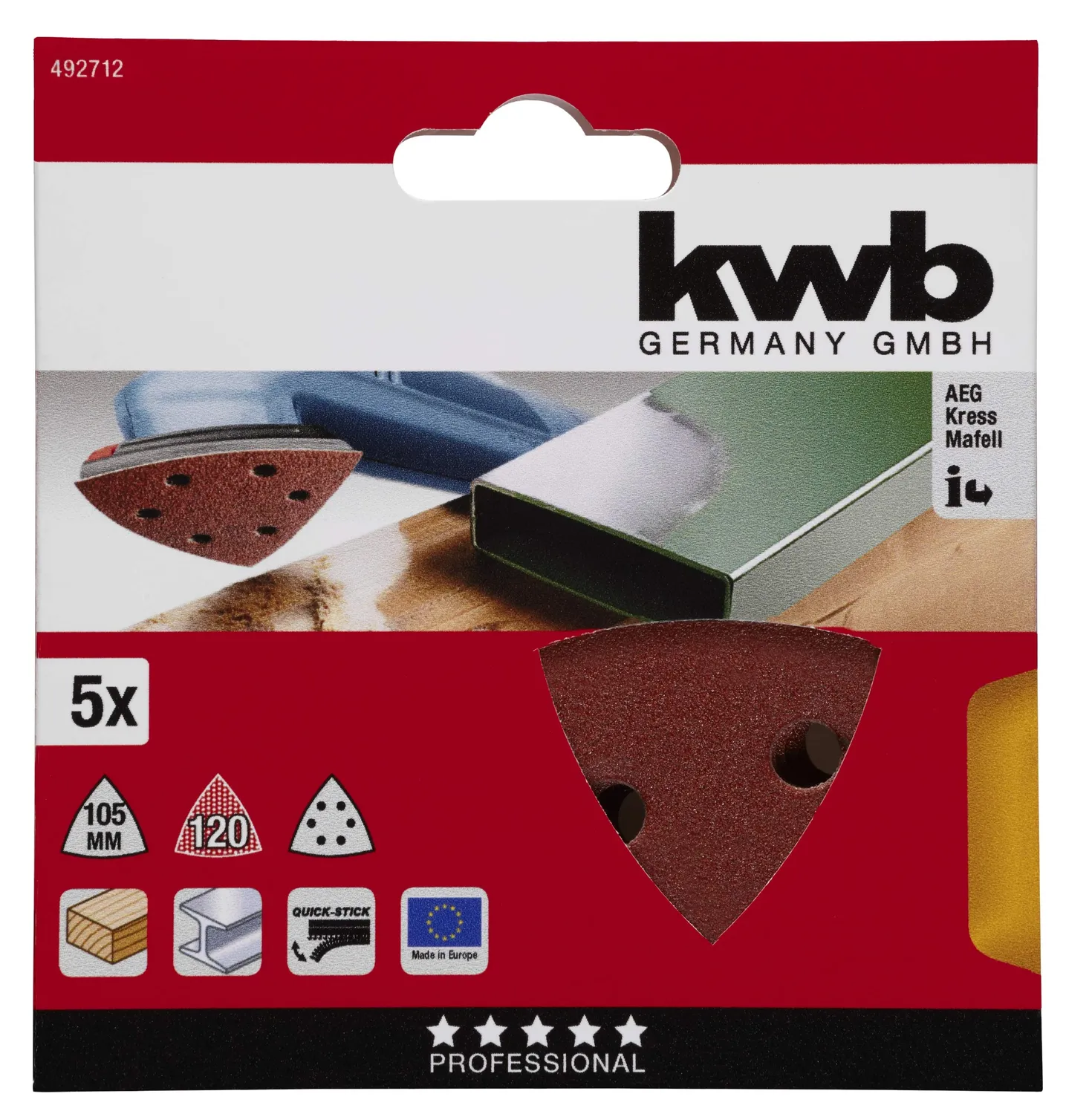 KWB triangoli abrasivi 105 mm grana 120 5 pezzi