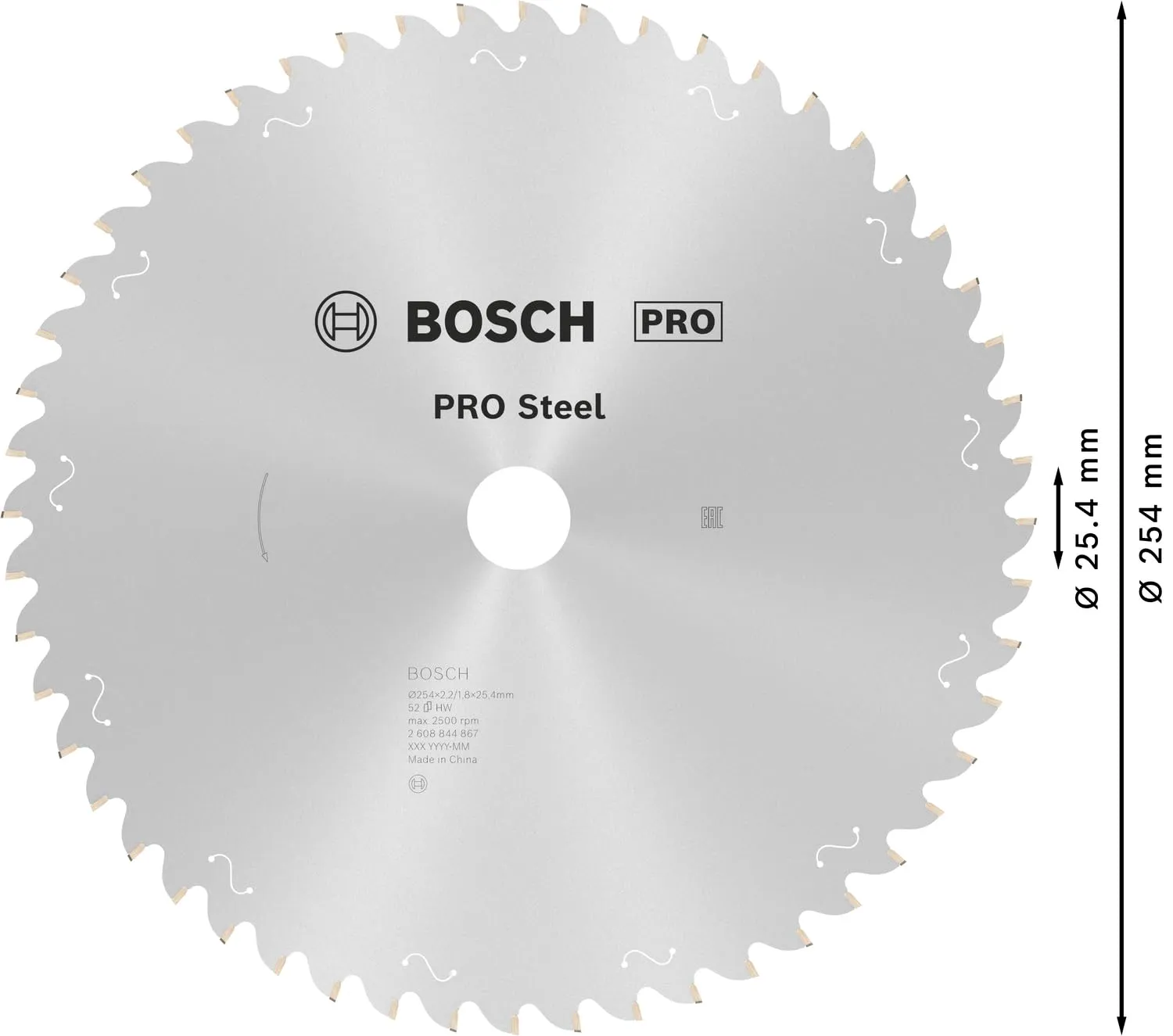 Bosch PRO Steel lama circolare 254 mm T52 25,4 mm acciaio