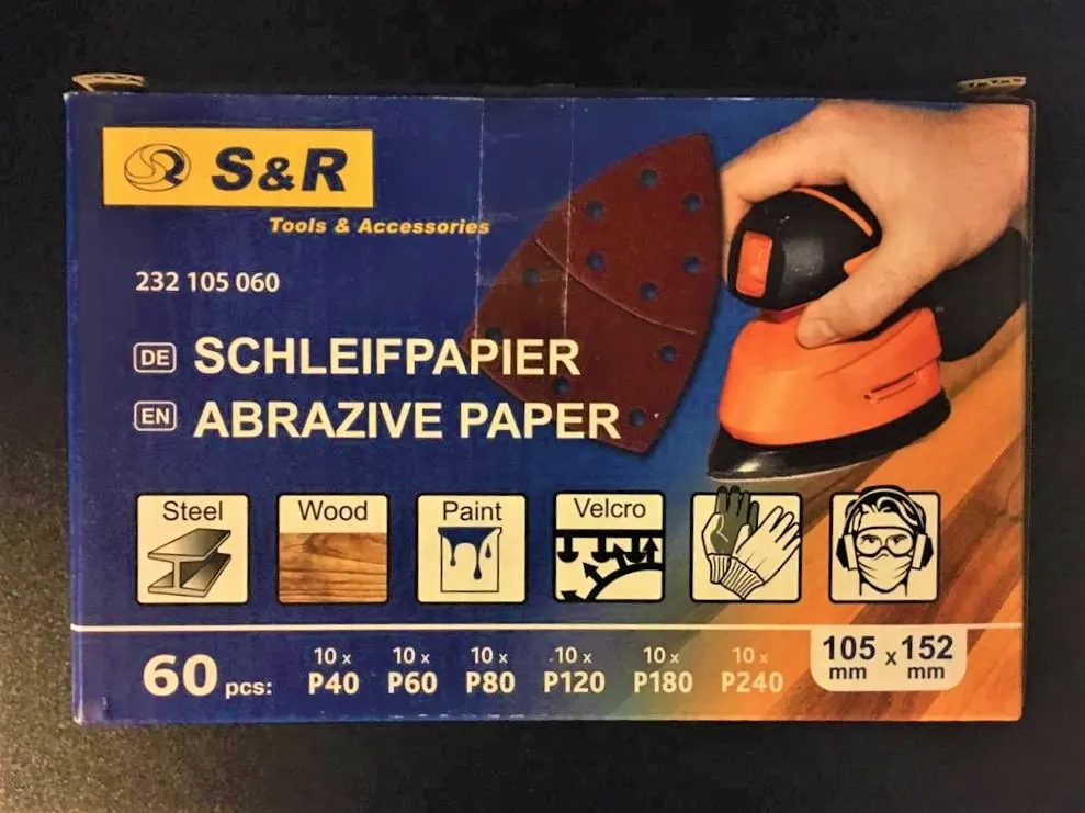 S&R Carta Vetrata Triangolare 152x105 60 Fogli P40-P240