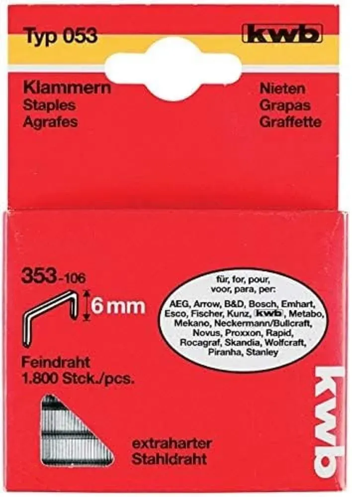 KWB 353-106 punti per graffatrice 6 mm tipo 053/353 filo fine