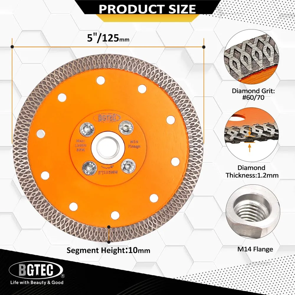 BGTEC Disco Diamantato Gres Porcellanato 125 mm Sottile