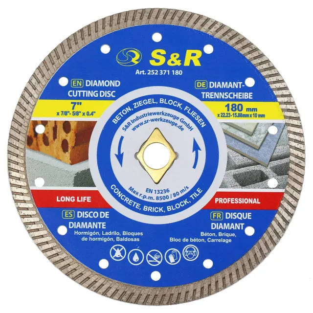 S&R disco diamantato 180x22,2 mm per cemento piastrelle