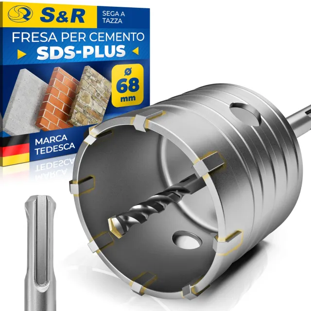S&R fresa a tazza carotatrice muro 68 mm SDS-Plus grigia