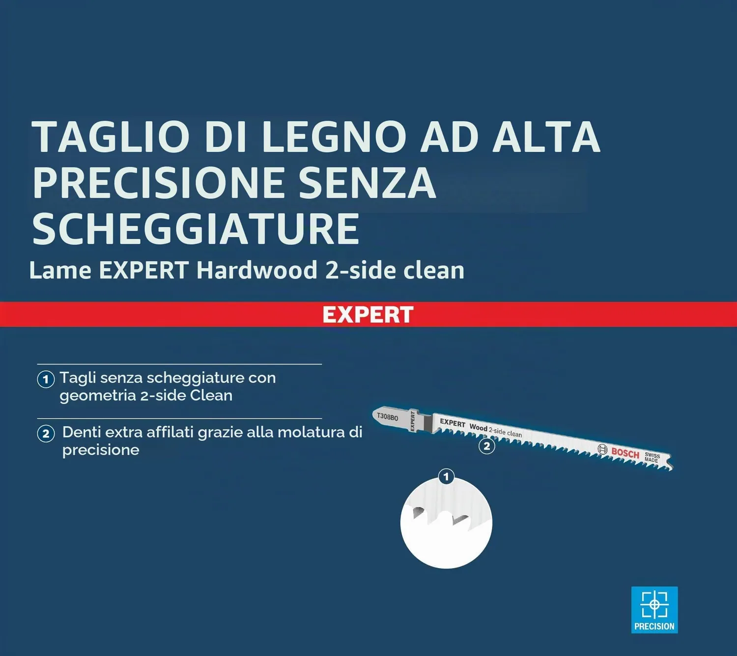 Bosch Expert T308BO lame seghetto legno 117 mm 2 pezzi