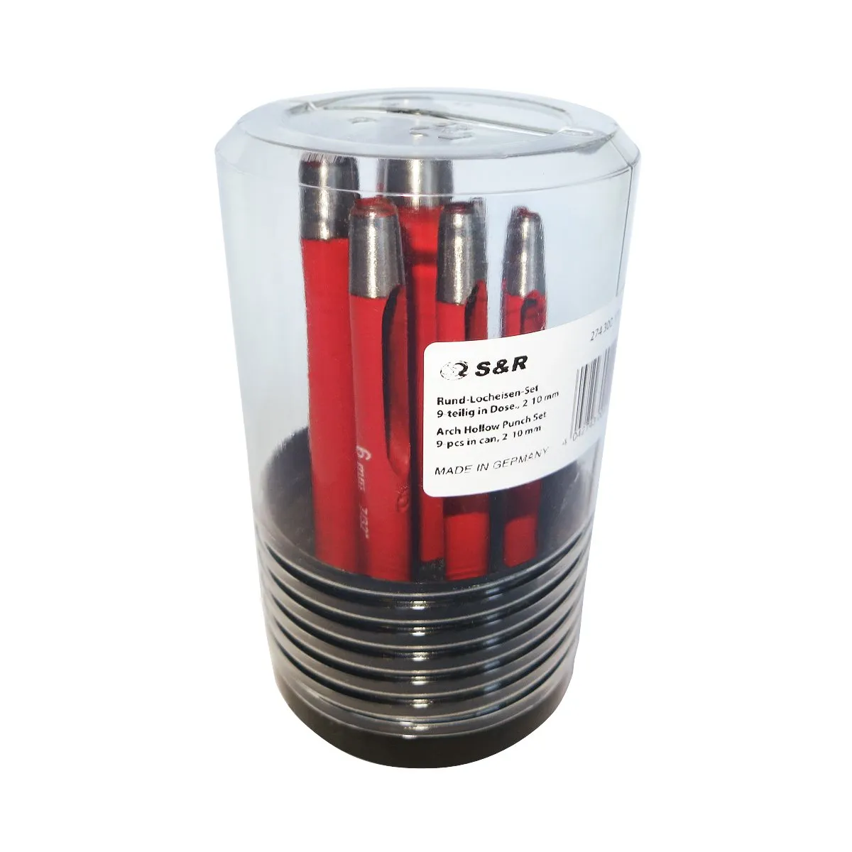 S&R punzoni cuoio fustelle 9 pz 2-10 mm rossi