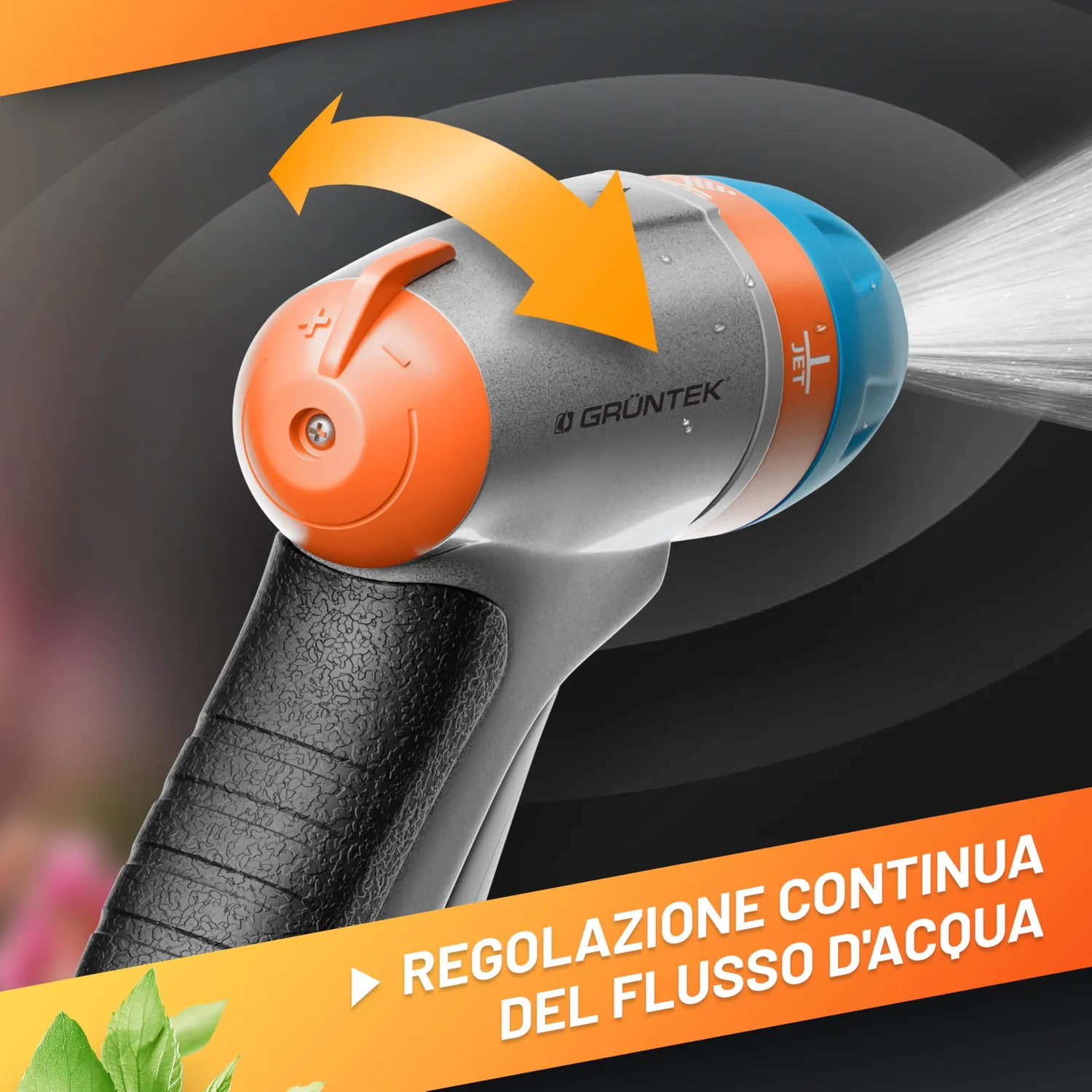 GRÜNTEK pistola acqua giardino metallo 3 spruzzi